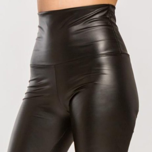 Black High Waisted Faux Leather Leggings Size S - Picture 3 of 3
